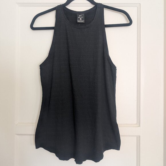 Nike Dri-Fit Black Racer Back Tank Top Singlet - Black Large - Picture 1 of 5